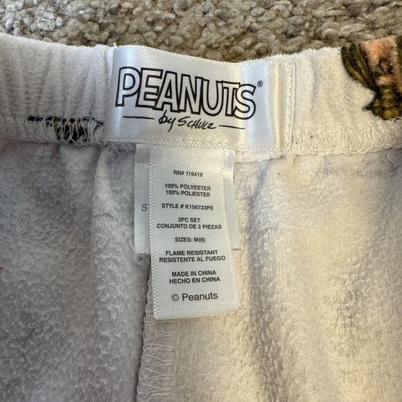 Peanuts Snoopy‎ Charlie Brown Kids Pajama Set Pants Shirt Fleece Cartoon S / M - Picture 6 of 13